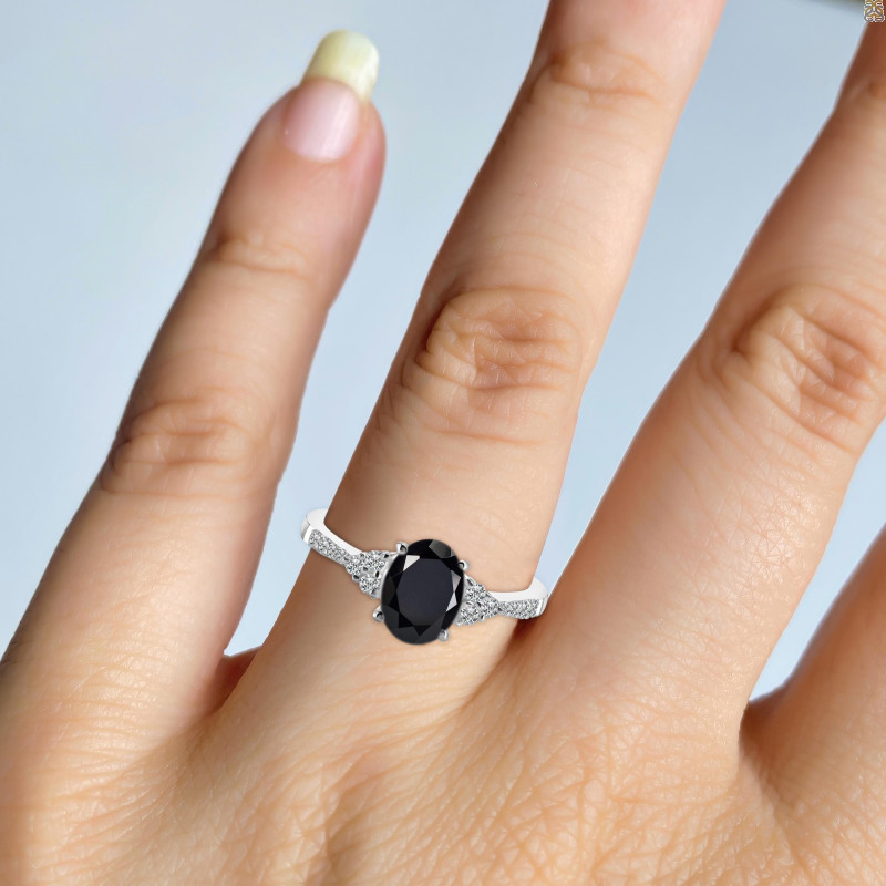 Black Tourmaline & White Topaz Ring BLS-RDR-2219.