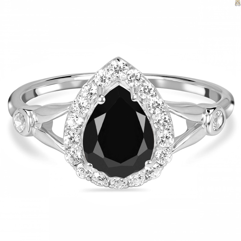 Black Tourmaline & White Topaz Ring BLS-RDR-2243.