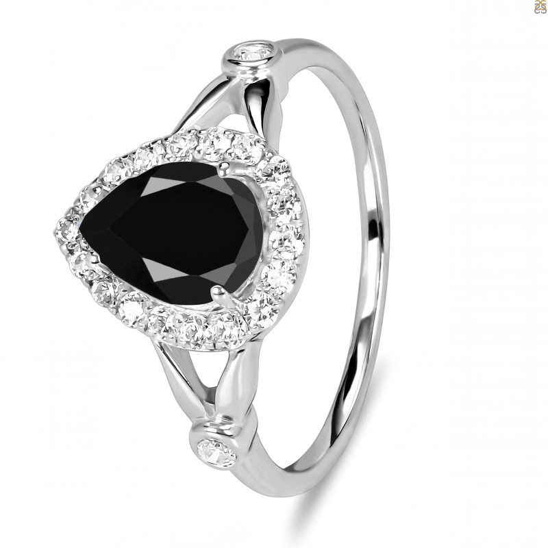 Black Tourmaline & White Topaz Ring BLS-RDR-2243.