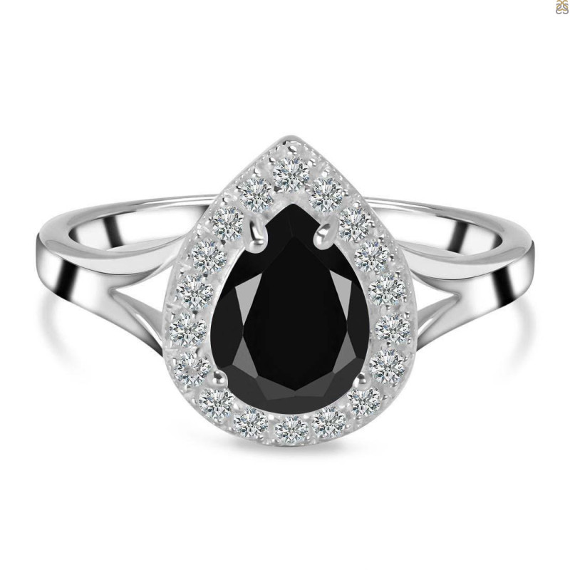 Black Tourmaline & White Topaz Ring BLS-RDR-2253.