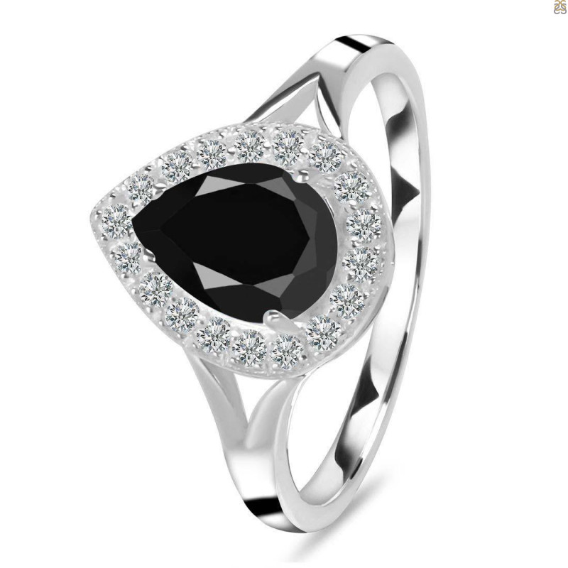 Black Tourmaline & White Topaz Ring BLS-RDR-2253.