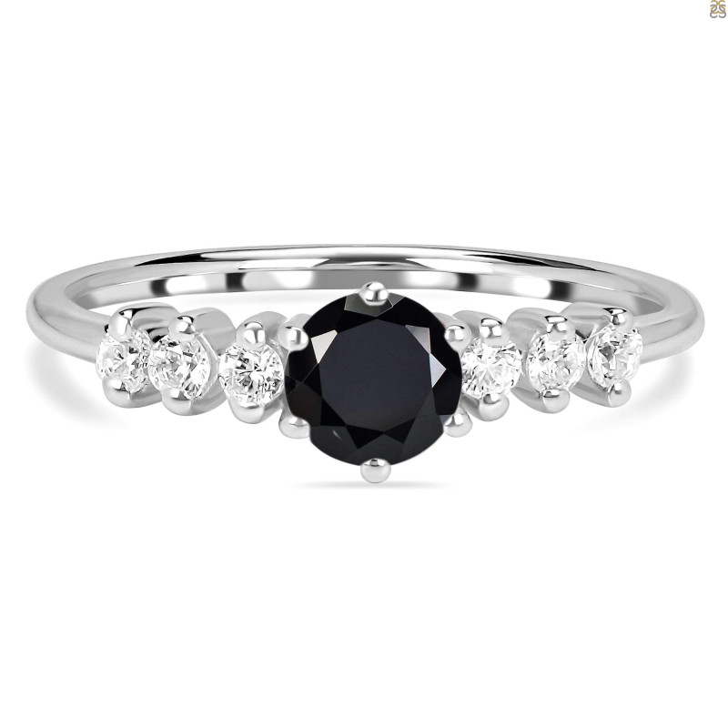 Black Tourmaline & White Topaz Ring BLS-RDR-2259.