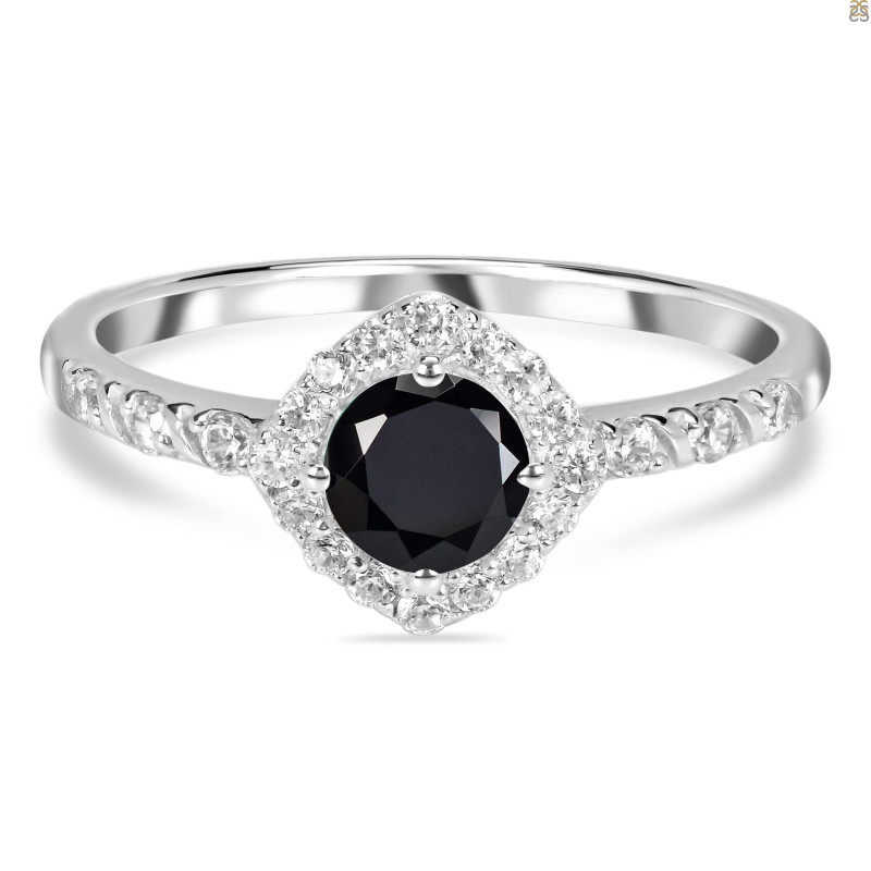 Black Tourmaline & White Topaz Ring BLS-RDR-2260.