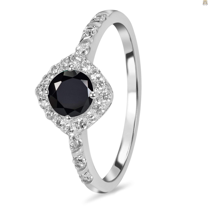 Black Tourmaline & White Topaz Ring BLS-RDR-2260.