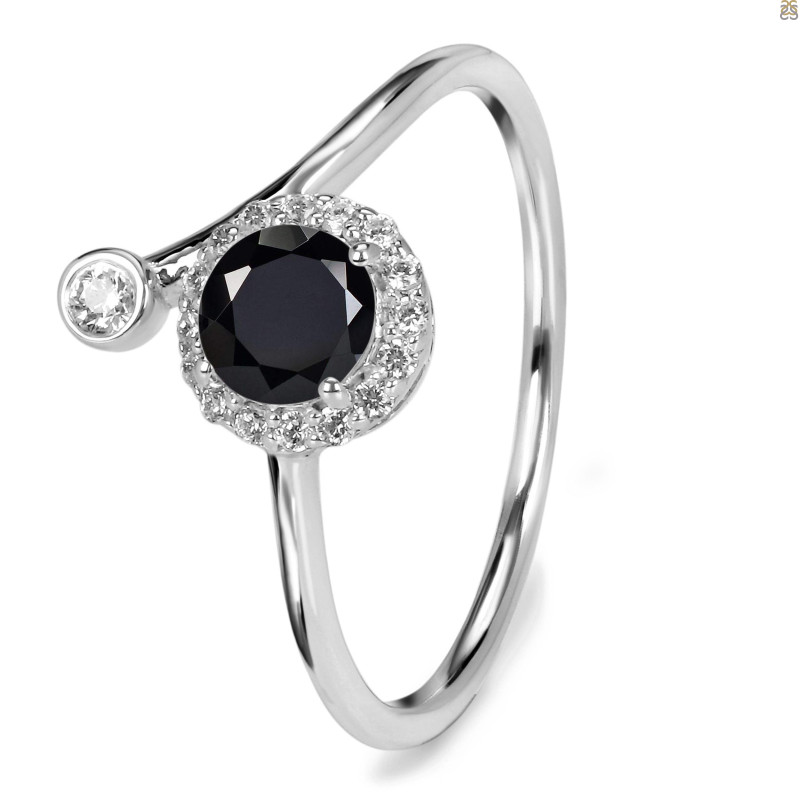 Black Tourmaline & White Topaz Ring BLS-RDR-2261.