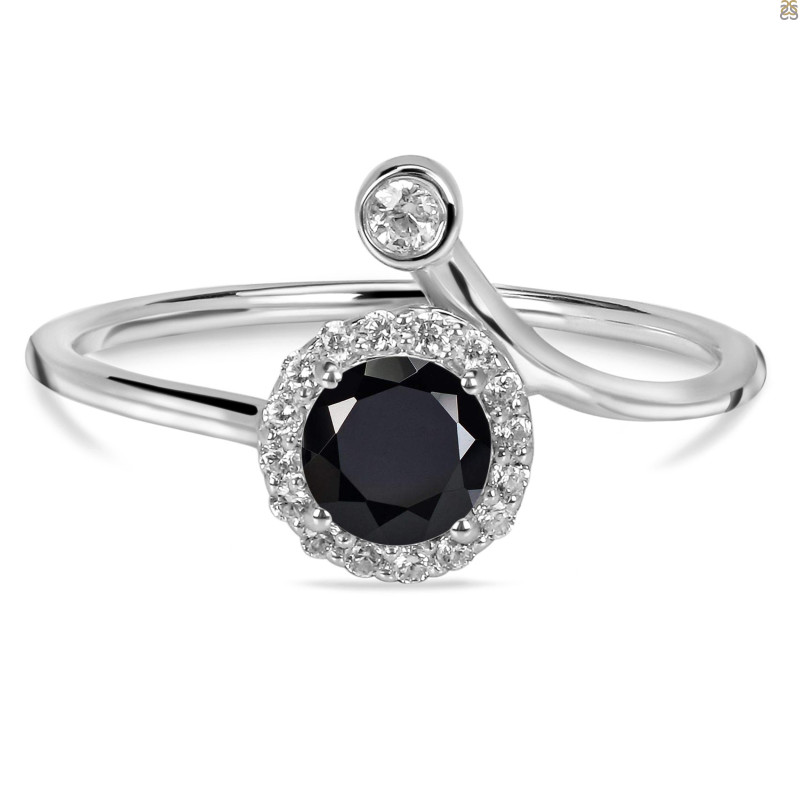 Black Tourmaline & White Topaz Ring BLS-RDR-2261.