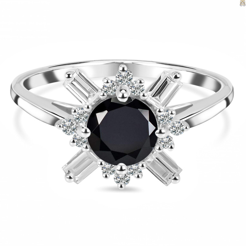 Black Tourmaline & White Topaz Ring BLS-RDR-2264.