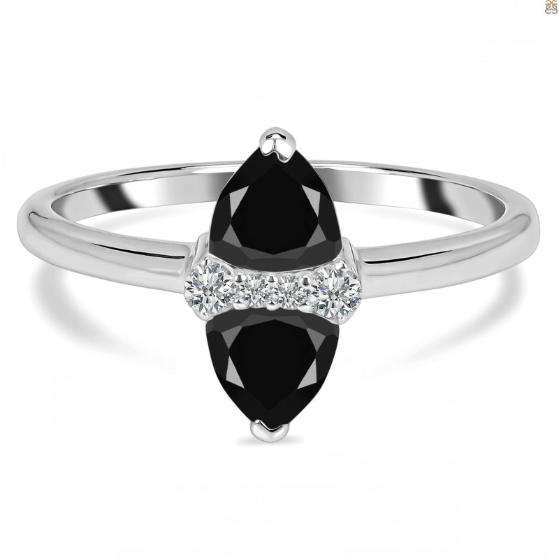 Black Tourmaline & White Topaz Ring BLS-RDR-2266.