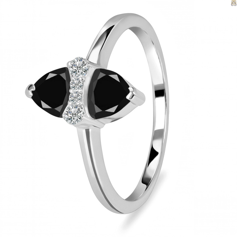 Black Tourmaline & White Topaz Ring BLS-RDR-2266.