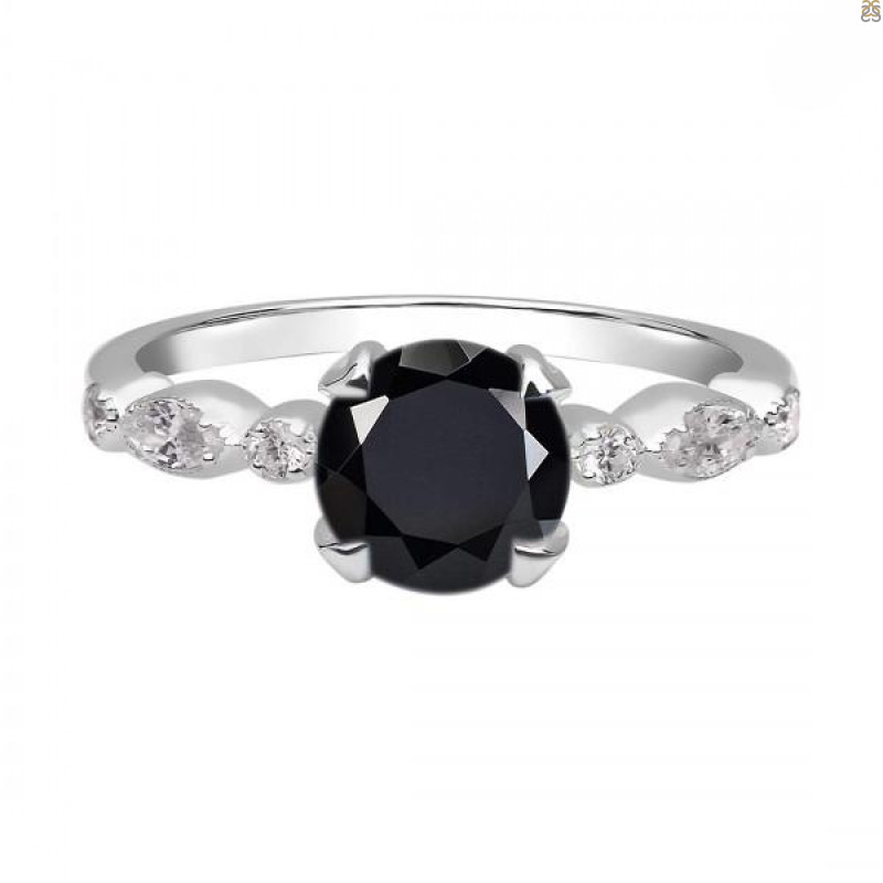 Black Tourmaline & White Topaz Ring BLS-RDR-2269.