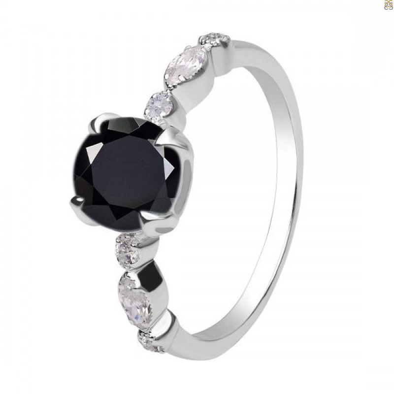 Black Tourmaline & White Topaz Ring BLS-RDR-2269.