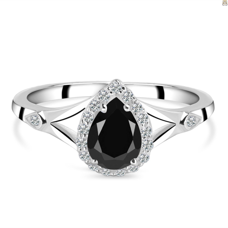 Black Tourmaline & White Topaz Ring BLS-RDR-2271.