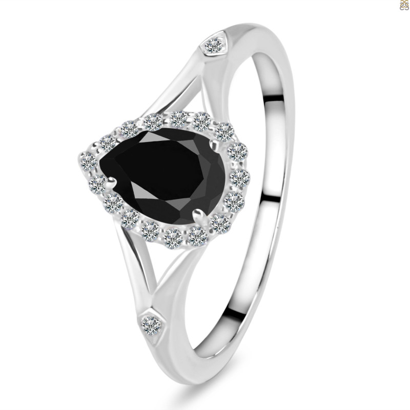 Black Tourmaline & White Topaz Ring BLS-RDR-2271.