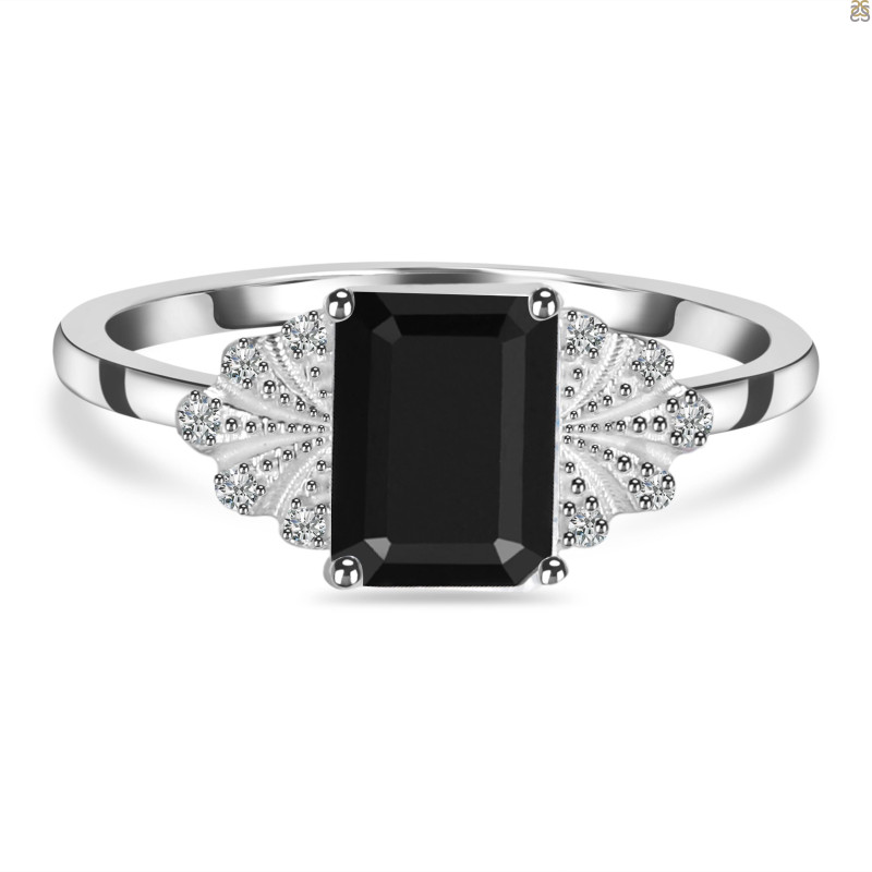 Black Tourmaline & White Topaz Ring BLS-RDR-2272.