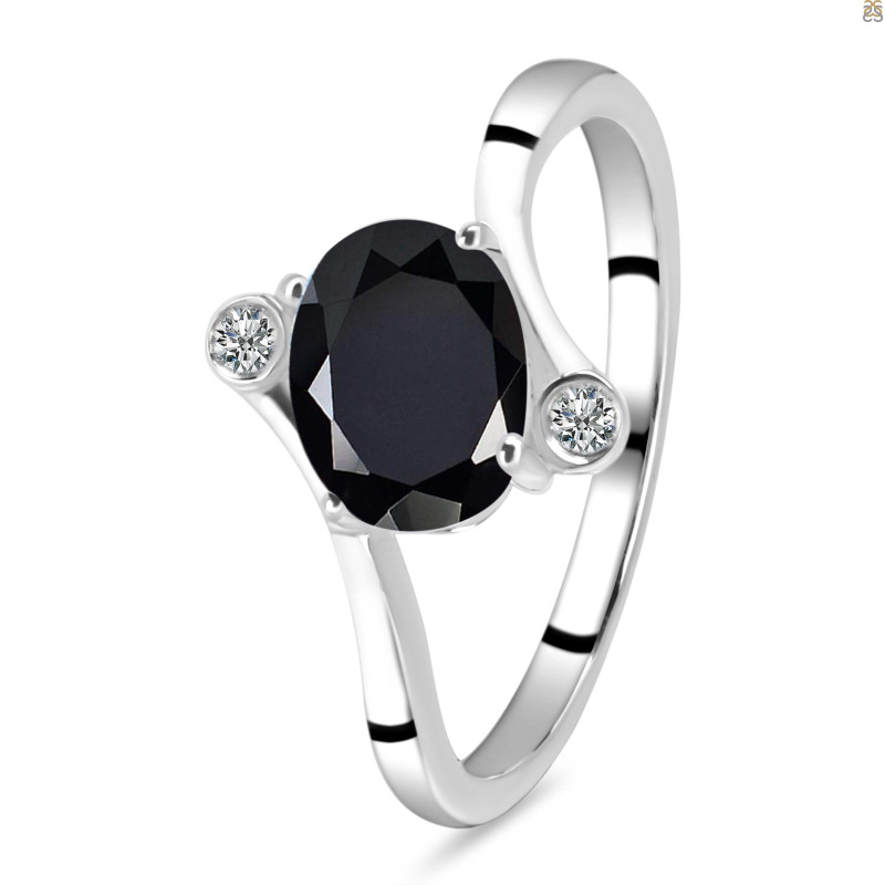 Black Tourmaline & White Topaz Ring BLS-RDR-3264.