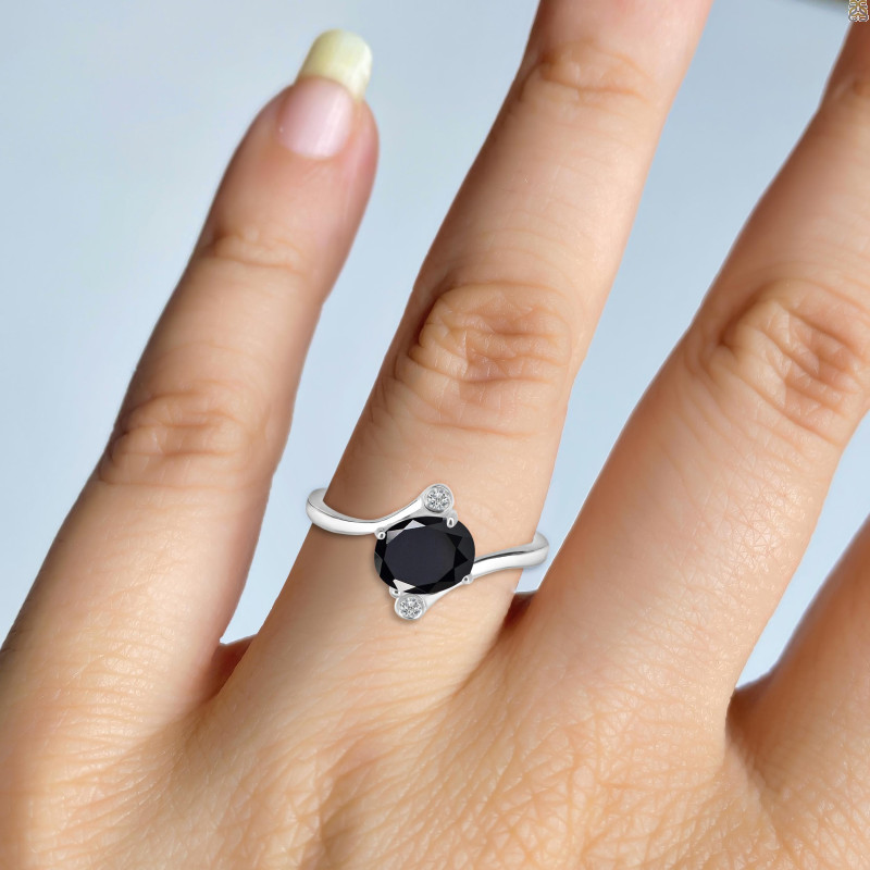 Black Tourmaline & White Topaz Ring BLS-RDR-3264.