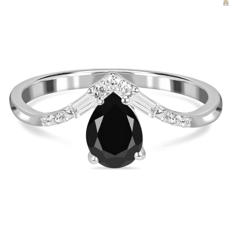 Black Tourmaline & White Topaz Ring BLS-RDR-2283.