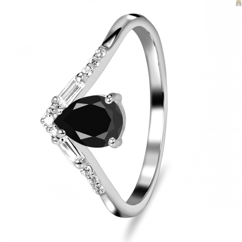 Black Tourmaline & White Topaz Ring BLS-RDR-2283.
