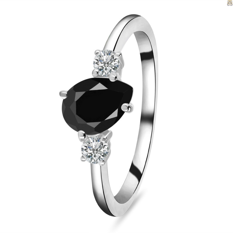 Black Tourmaline & White Topaz Ring BLS-RDR-2285.