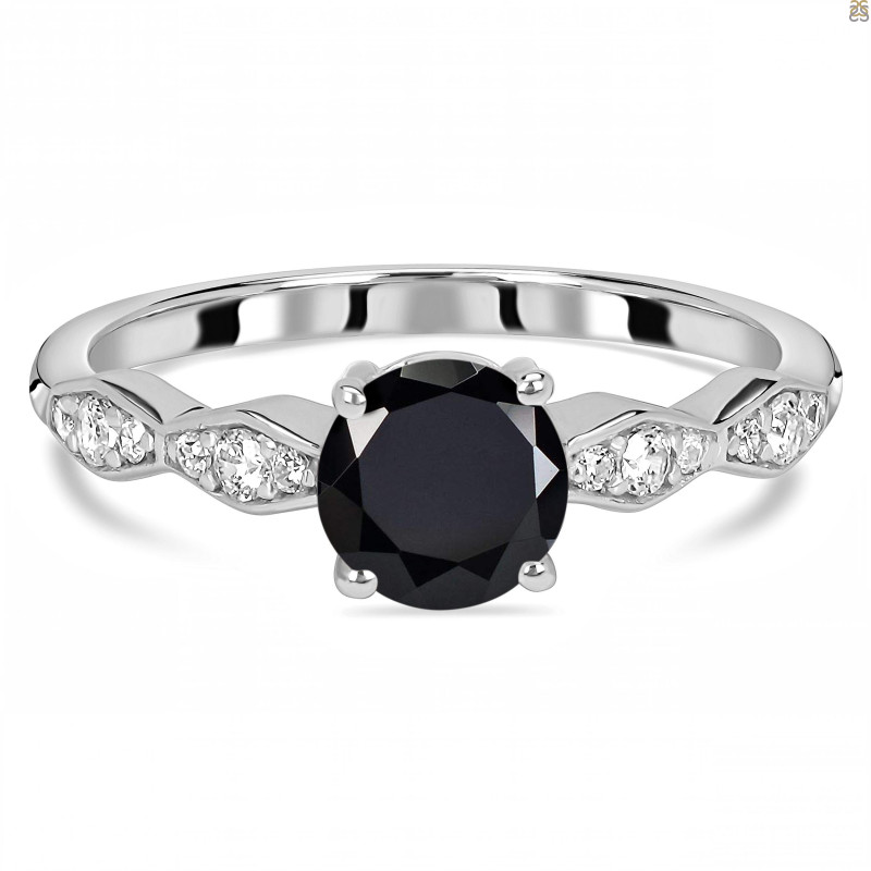 Black Tourmaline & White Topaz Ring BLS-RDR-2288.