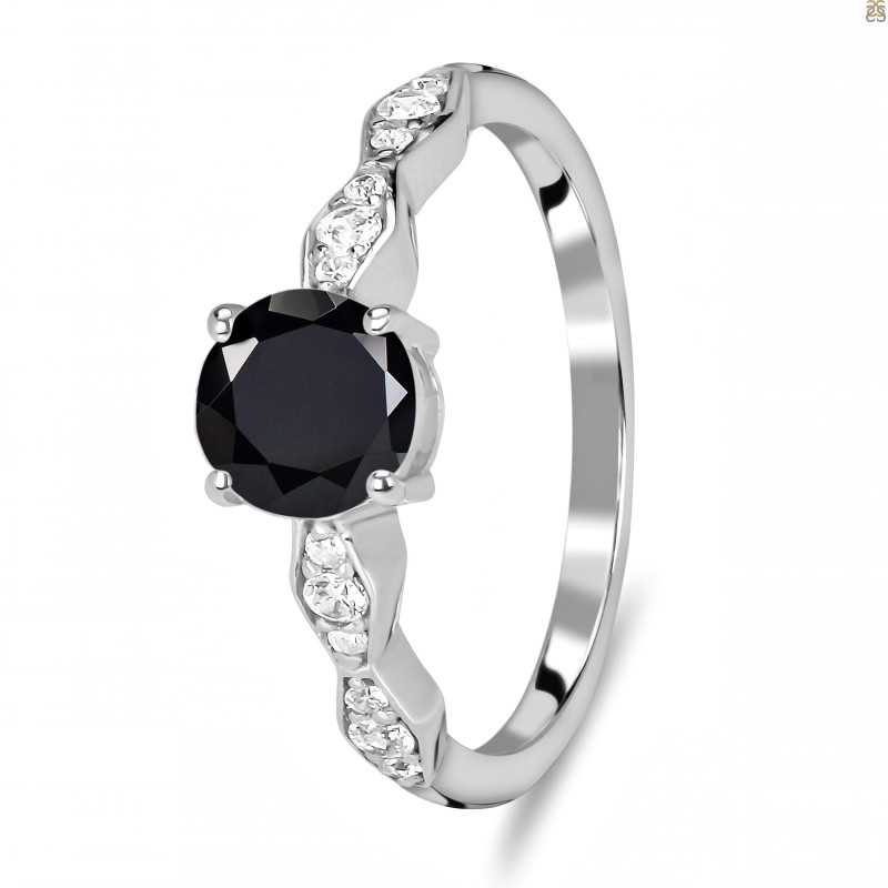Black Tourmaline & White Topaz Ring BLS-RDR-2288.