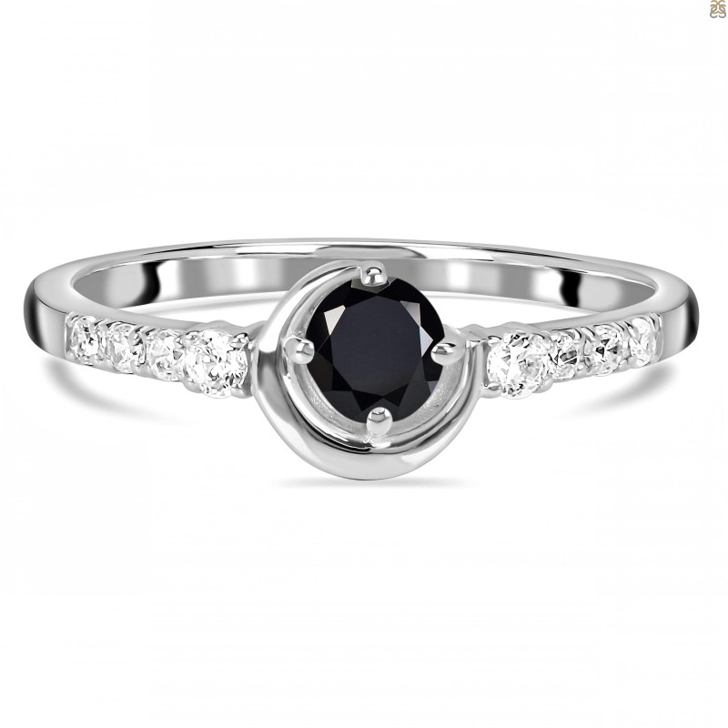 Black Tourmaline & White Topaz Ring BLS-RDR-2292.