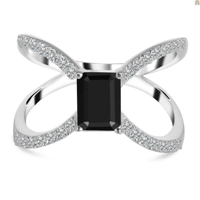 Black Tourmaline & White Topaz Ring BLS-RDR-2293.