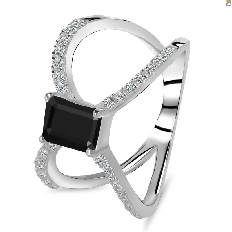 Black Tourmaline & White Topaz Ring BLS-RDR-2293.