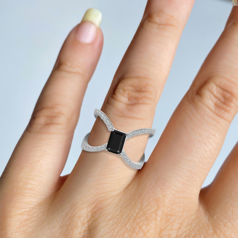 Black Tourmaline & White Topaz Ring BLS-RDR-2293.