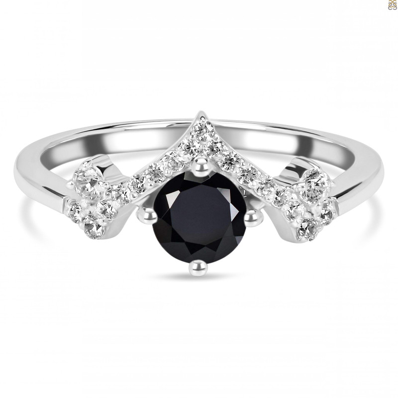 Black Tourmaline & White Topaz Ring BLS-RDR-2296.