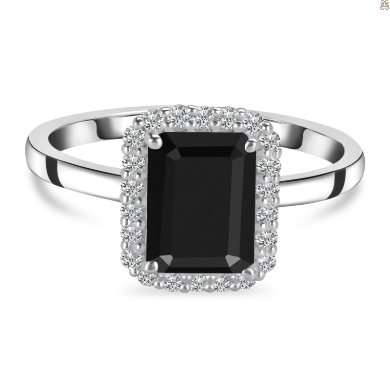 Black Tourmaline & White Topaz Ring BLS-RDR-2302.