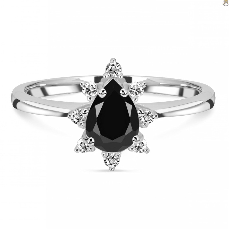 Black Tourmaline & White Topaz Ring BLS-RDR-2305.