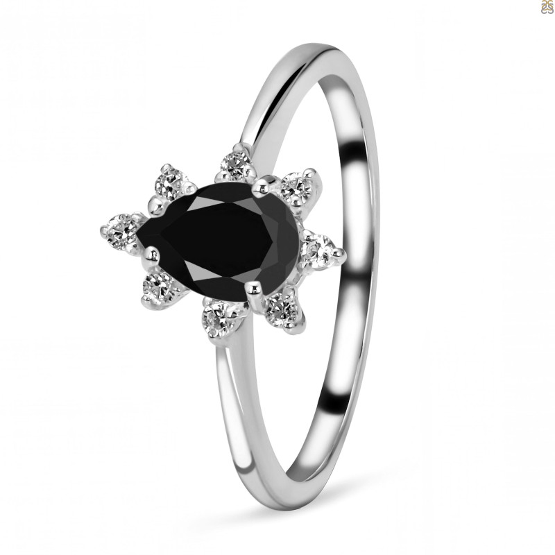 Black Tourmaline & White Topaz Ring BLS-RDR-2305.