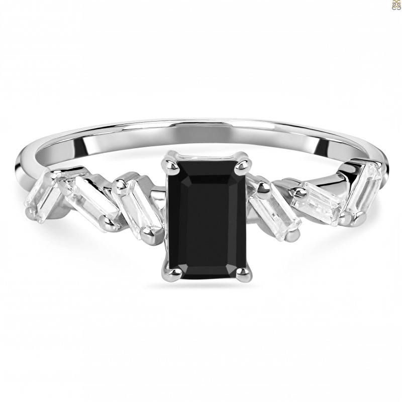 Black Tourmaline & White Topaz Ring BLS-RDR-2306.