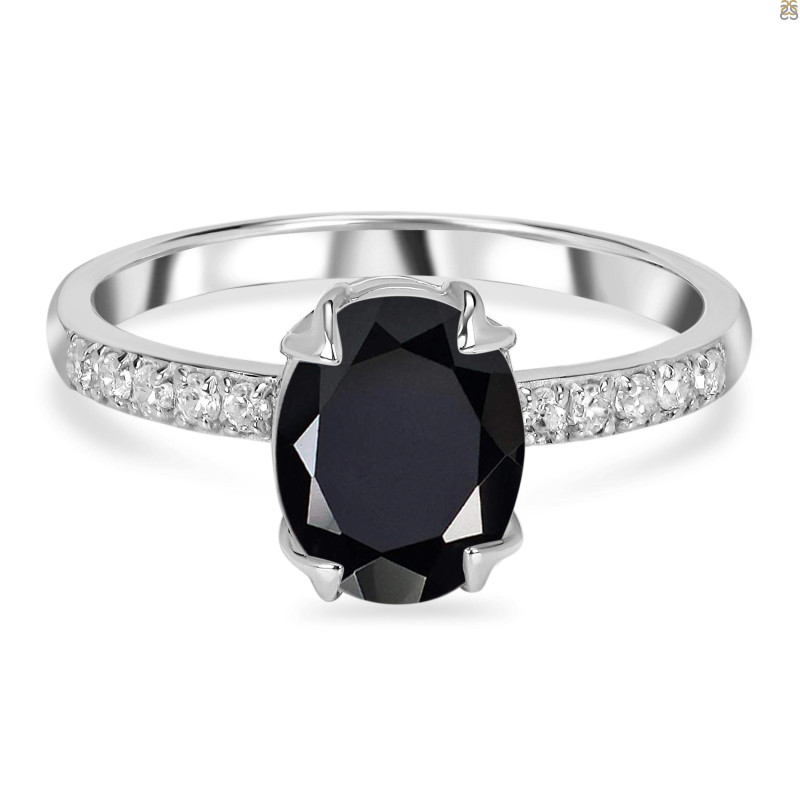 Black Tourmaline & White Topaz Ring BLS-RDR-2382.