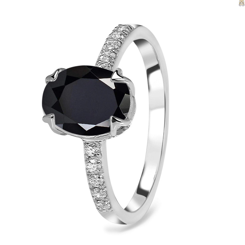 Black Tourmaline & White Topaz Ring BLS-RDR-2382.