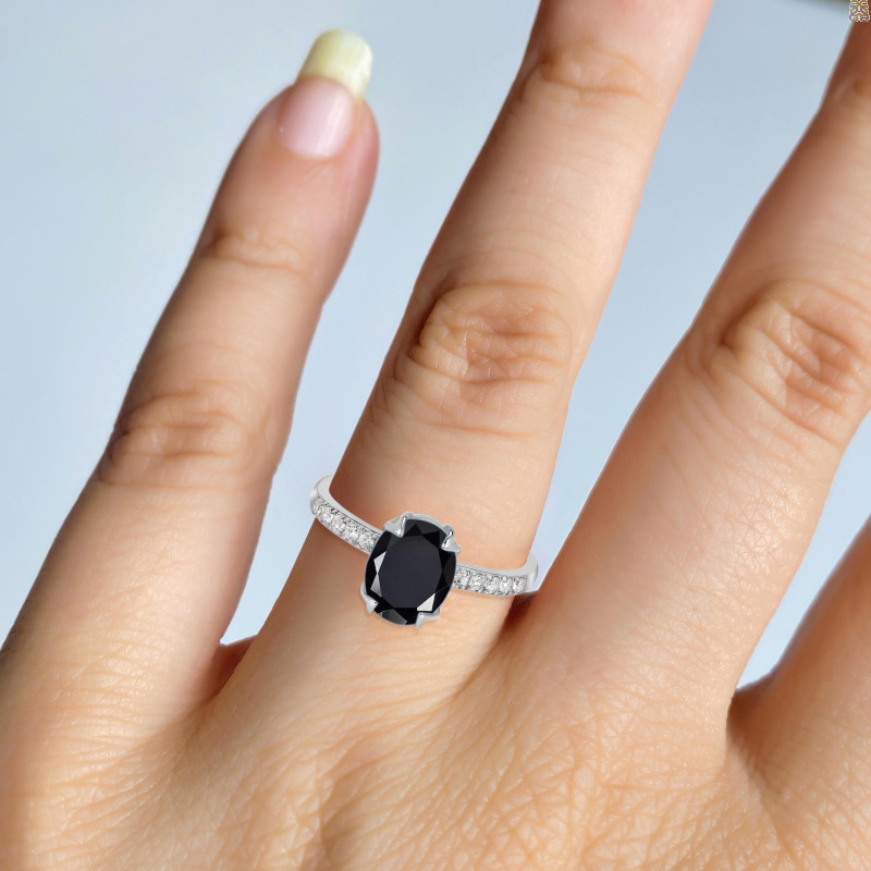 Black Tourmaline & White Topaz Ring BLS-RDR-2382.