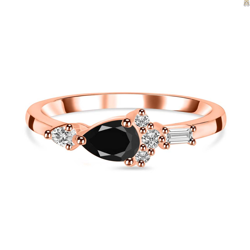 Black Tourmaline & White Topaz Ring BLS-RDR-2389.
