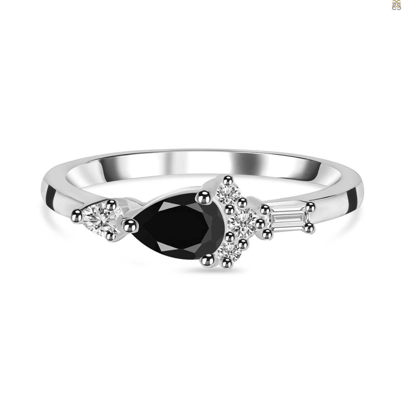 Black Tourmaline & White Topaz Ring BLS-RDR-2389.