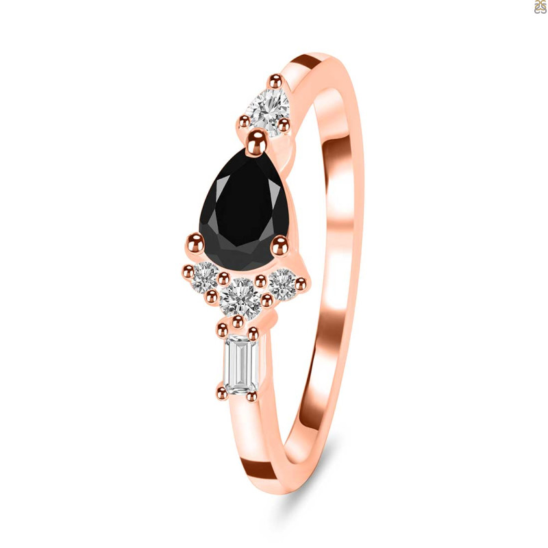 Black Tourmaline & White Topaz Ring BLS-RDR-2389.