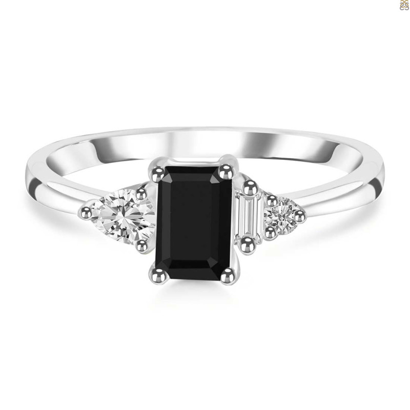 Black Tourmaline & White Topaz Ring BLS-RDR-2397.