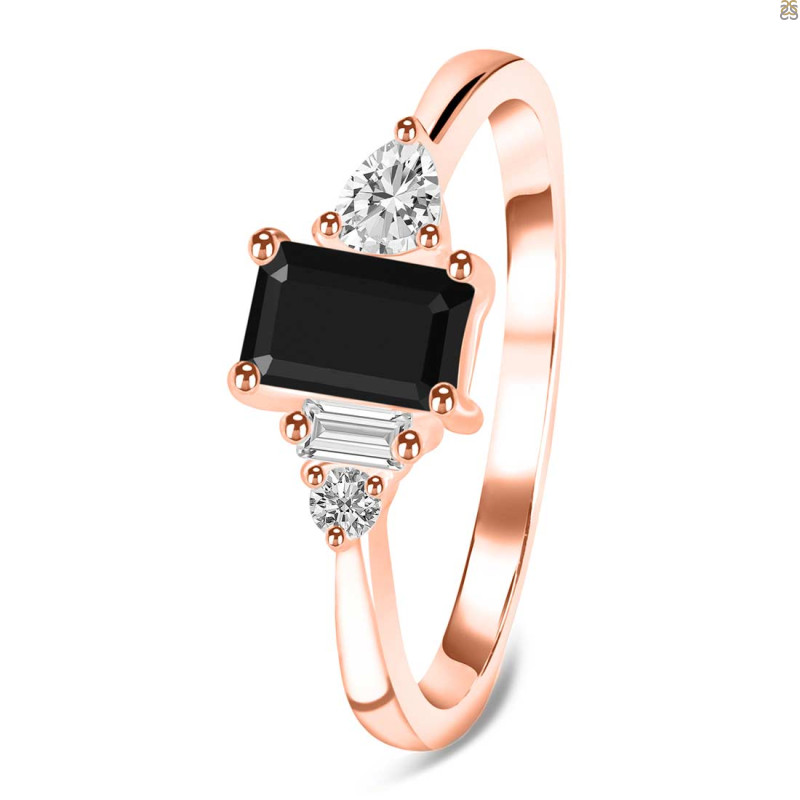 Black Tourmaline & White Topaz Ring BLS-RDR-2397.