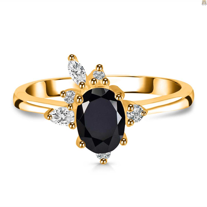 Black Tourmaline & White Topaz Ring BLS-RDR-2398.