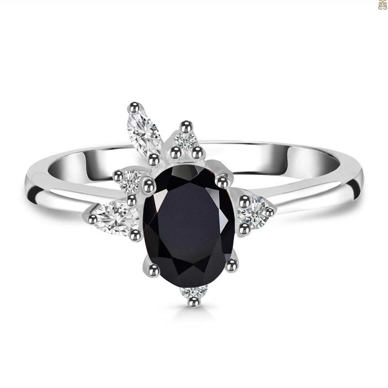 Black Tourmaline & White Topaz Ring BLS-RDR-2398.