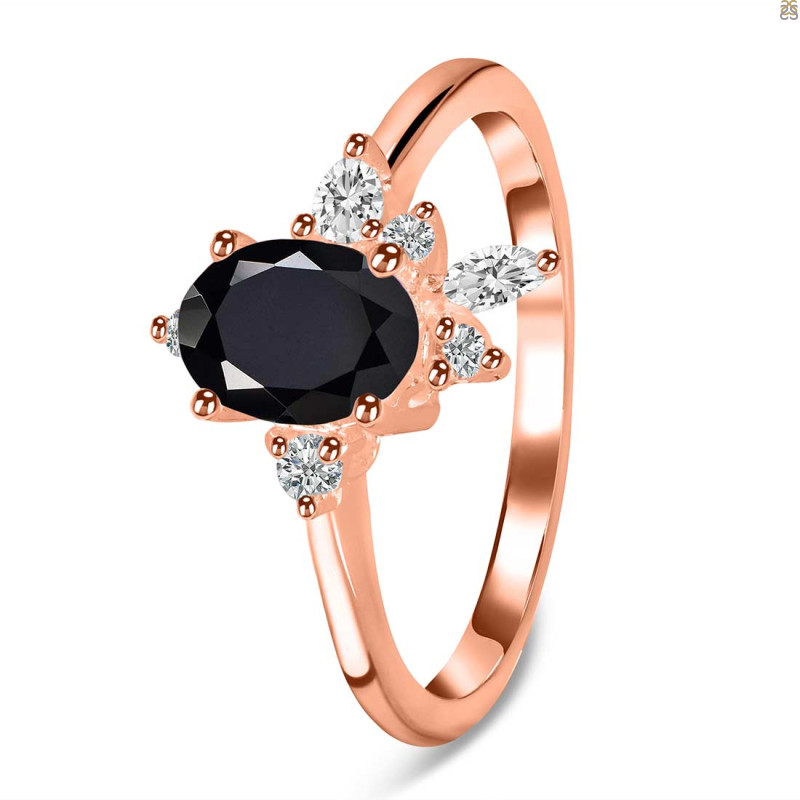 Black Tourmaline & White Topaz Ring BLS-RDR-2398.