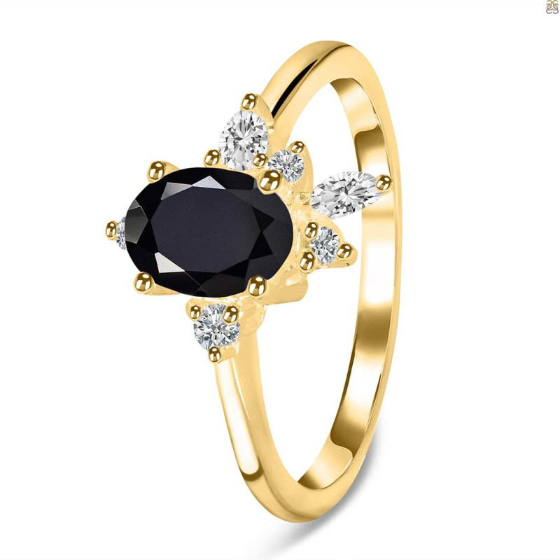 Black Tourmaline & White Topaz Ring BLS-RDR-2398.