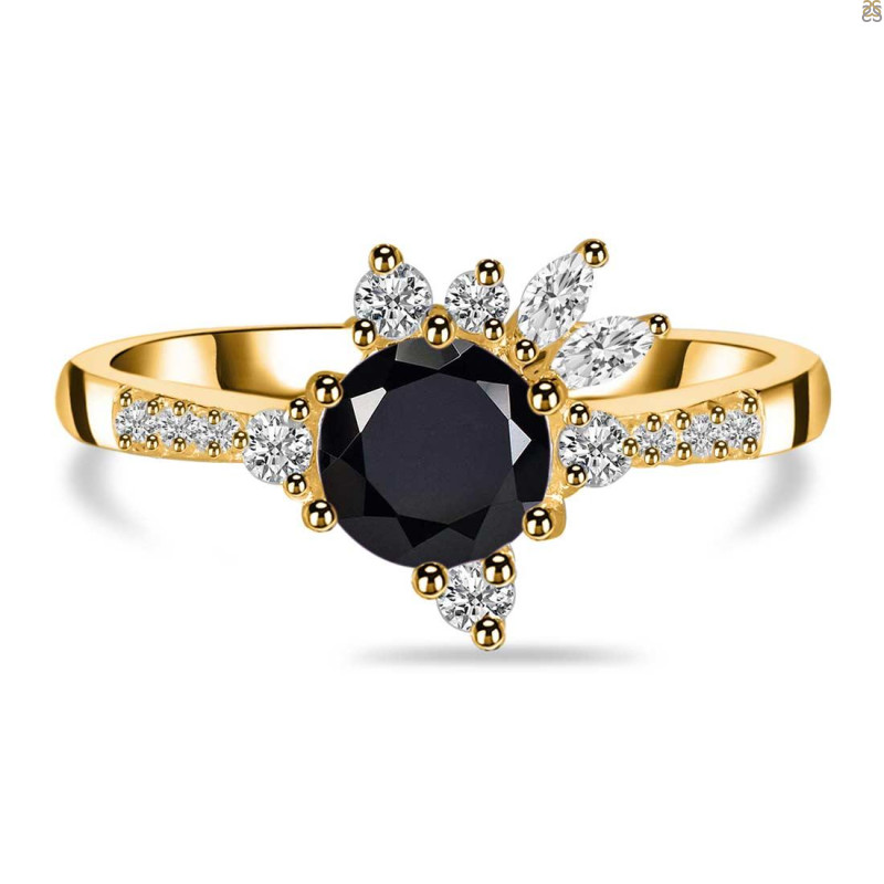 Black Tourmaline & White Topaz Ring BLS-RDR-2406.