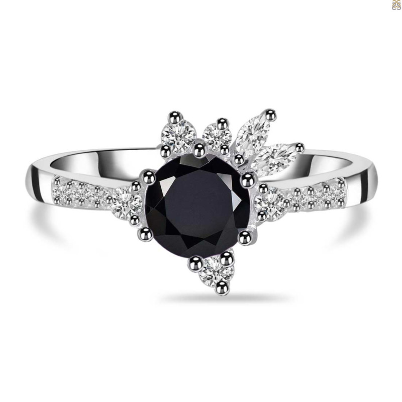 Black Tourmaline & White Topaz Ring BLS-RDR-2406.