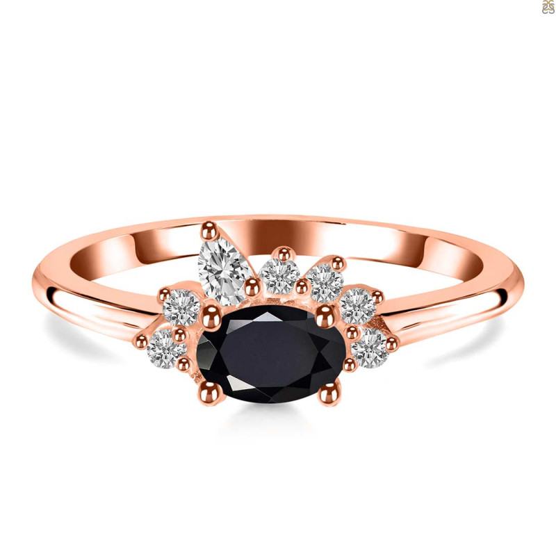 Black Tourmaline & White Topaz Ring BLS-RDR-2418.
