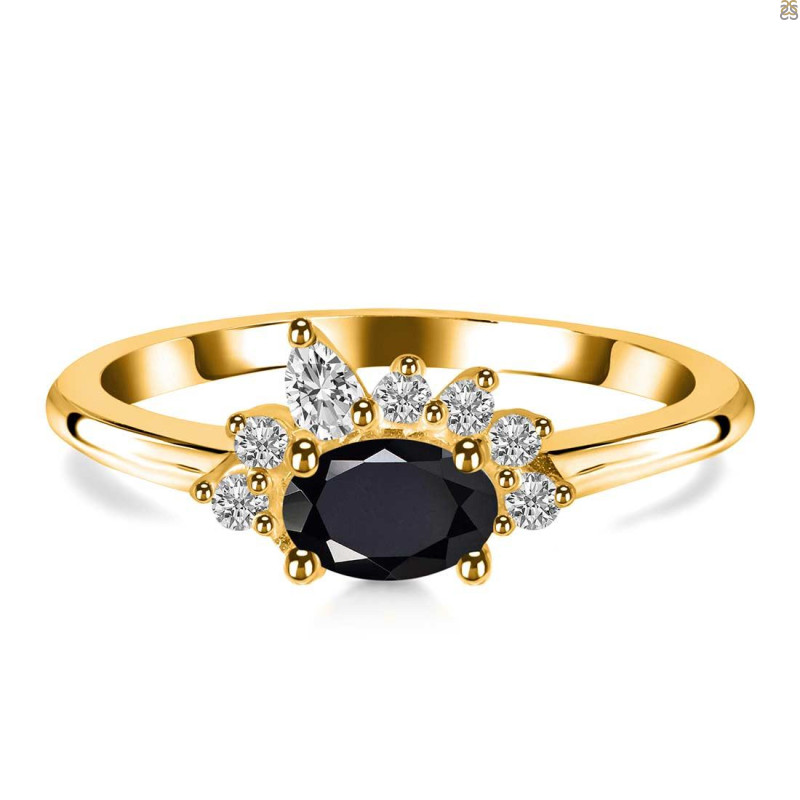 Black Tourmaline & White Topaz Ring BLS-RDR-2418.